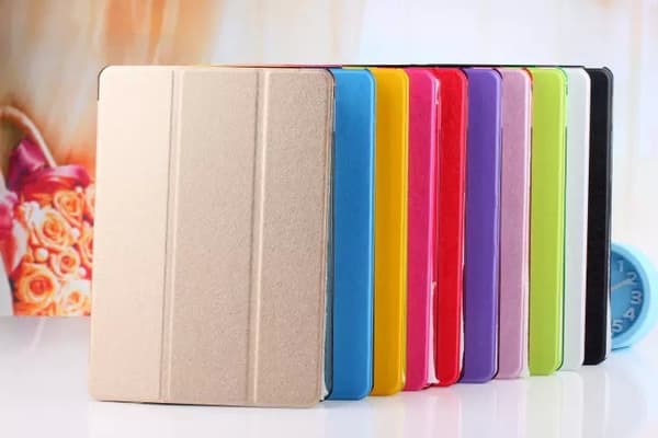 Etui til iPad Air 2/6 Trifold Sølv Silke Tekstur Sovende Læder