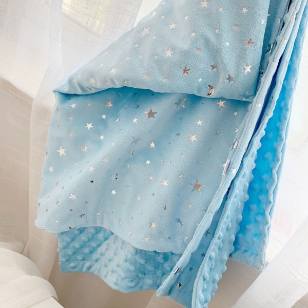 Four Seasons Comfort-tæppe Baby-tæppe Baby-tæppe lur-tæppe Aircondition-tæppe børn Lille dyne Blue stars 75*120CM