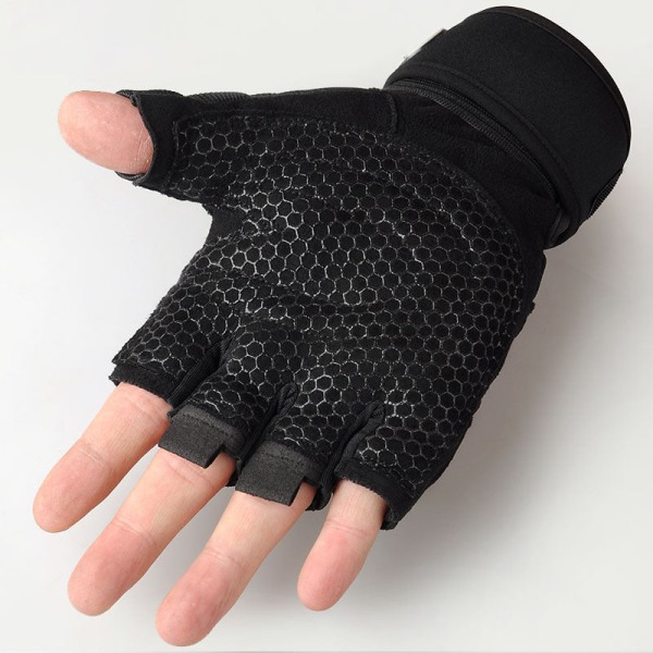 Women Men Cycling Gloves Wristband Fitness Sports Anti-Slip Shockproof Black White line XL
