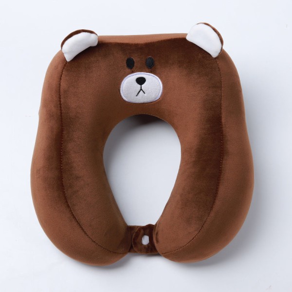 Pehmeä mukava matkatyyny Brown Bear sarjakuva U-muotoinen memory foam auton kaulatyyny Deep coffee 30*30cm