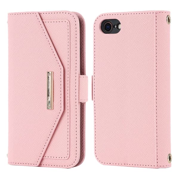 Fodral för iPhone15pro rosa ve cross grain plånbok läder
