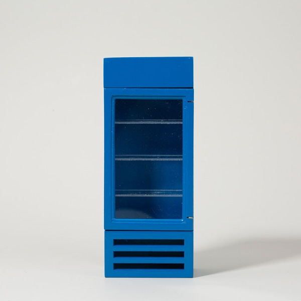 Miniatyrmøbler Leketøy Dukker Hus DIY dekorasjonstilbehør Mini 1:12 Drikke vertikalt kjøleskap Blue