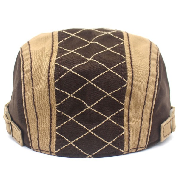 Baret Hat 2022 Forår Sommer Bomuld Broderet Plaid Stitching mode kasket Brown