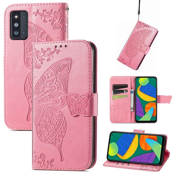 Fodral för Samsung S21 Fe rosa Flip präglat kortfack