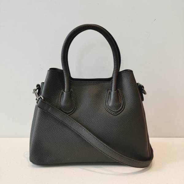 Kvinner Leather Handbag topp Layer skinn mote bøtte stor kapasitet håndveske corssbody bag Black