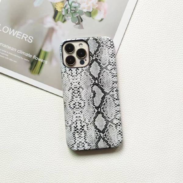 Etui til iPhone 17 Pro Hvidt Python Mønster Halv-cover Hård Varmeafledning