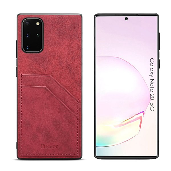 Fodral för iPhone 14 Pro röd kortplats baksida anti fall läder