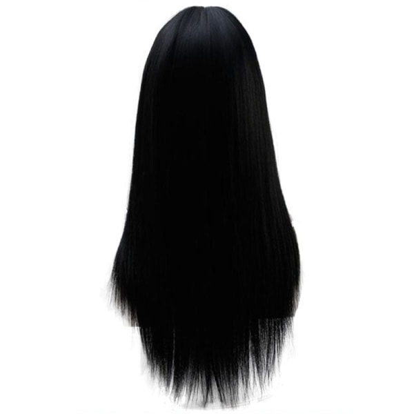 Keskipitkät suorat hiukset kuitukankainen naisten peruukki, musta