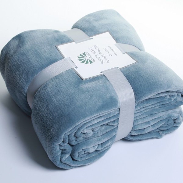 Four Seasons Teppe Coral Fleece Flanell Teppe Nap Teppe Air Condition Sengetøy Sommer tynn dyne Lake Blue 180*200cm