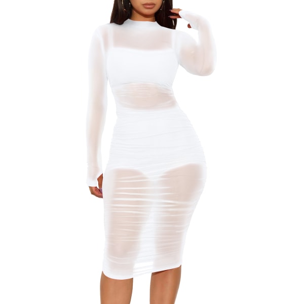 Nattklubb Mesh Dress Vest Shorts Tredelad Set 2482 White XL