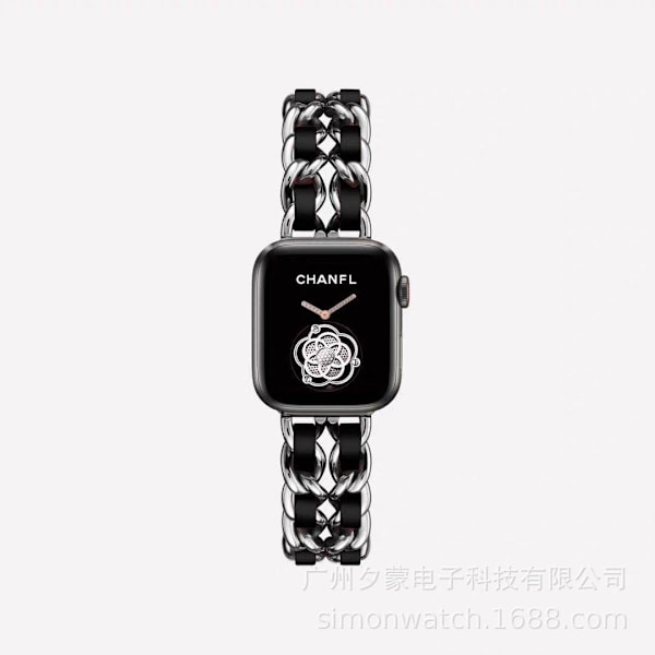 Urrem til Apple Watch iWatch 38/40/41mm sølv sort reb