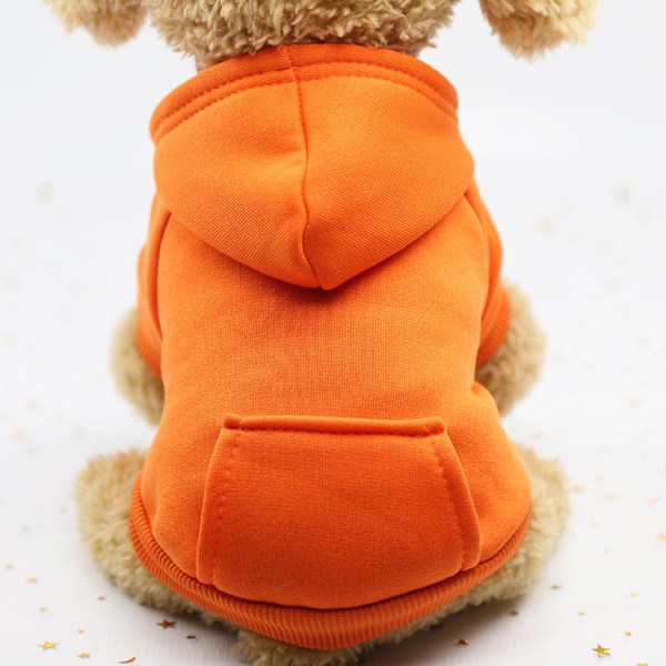 Kæledyrstøj Efterårs- og vintertrøje Denimlomme To-benstøj Sportstilbehør til kæledyr Orange XS