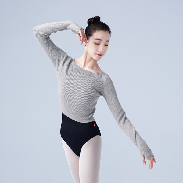 Women Knitwear Autumn Winter Sweater Dancing Dress Exercise Clothing Dancing Top Adult Long Sleeve Light violet M