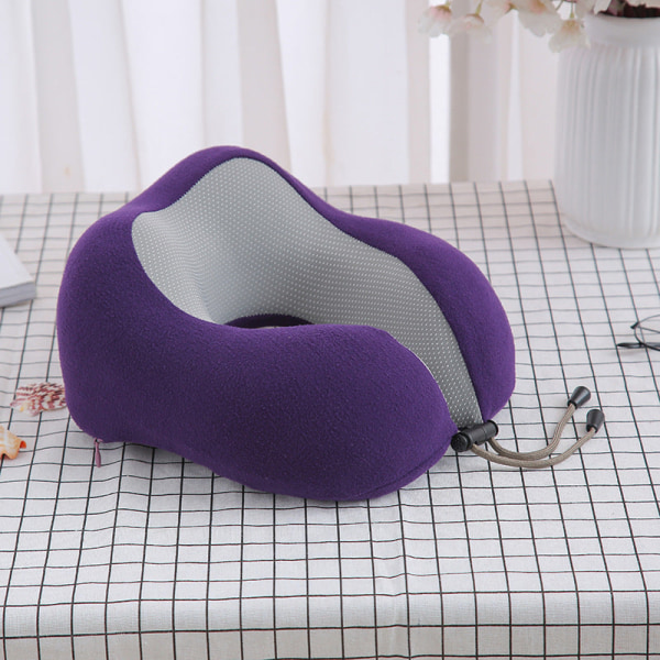 Myk og komfortabel reisepute U-formet Memory Foam Nap Bærbar Dark purple 29*25*14cm