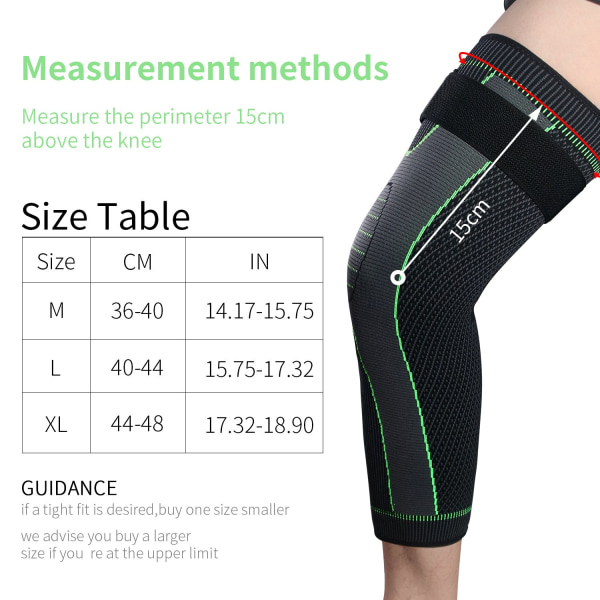 Polvisuoja Neulottu nauha-up-kompressio Urheilu Pidennetty polvisuoja Miesten ja Naisten Syksyn ja Talven lämmin polvipaita Black Color plus strap L