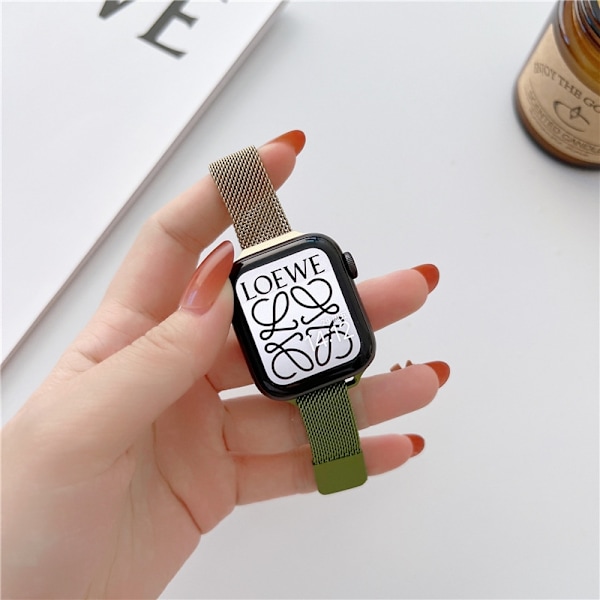Kellon ranneke Apple Watch iWatch 42mm/44mm/45mm universaali gradientti retro kulta vihreä