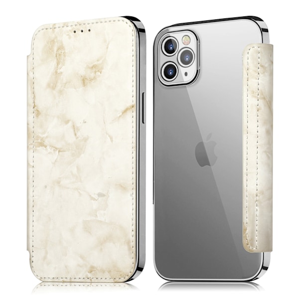 Etui til iPhone 13 Pro sølv seliver marmor galvanisering PU læder blødt