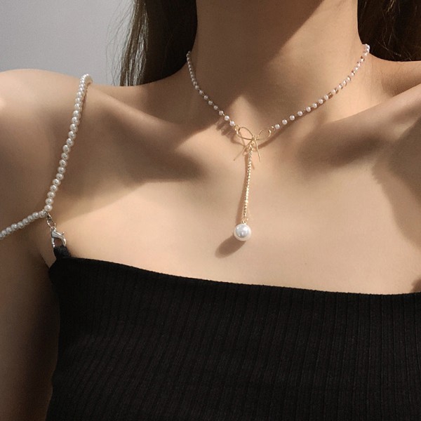 Naisten kaulakoru ketju Choker riipus korut tytöille lahja yksinkertainen pitkä neuleketju pisaran muotoinen Gold