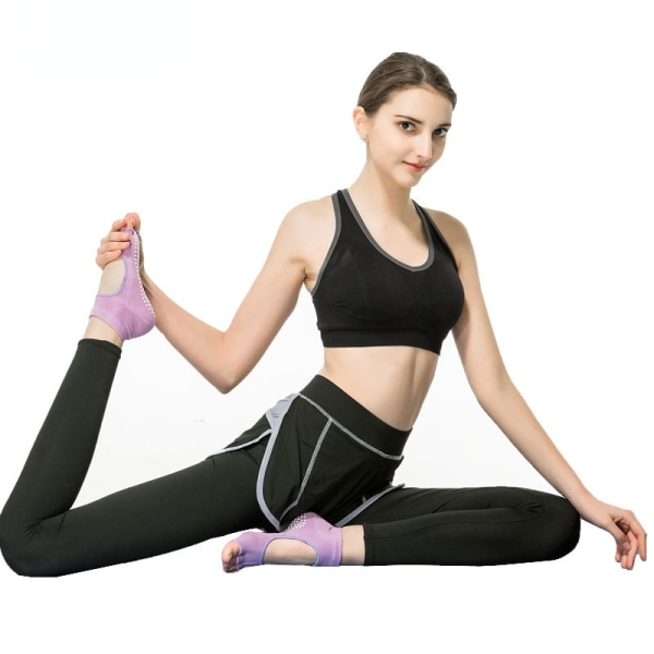 5 par tåsokker dame silikon sklisikker yoga pilates sokker, bomull flerfarget valgfritt 6 Average Size