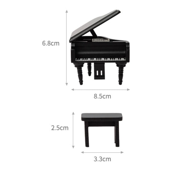 Miniatyrmøbler Leketøy Dukkehus Gjør-det-selv-dekorasjonstilbehør Mini 1:12 trekantet pianostativ Black