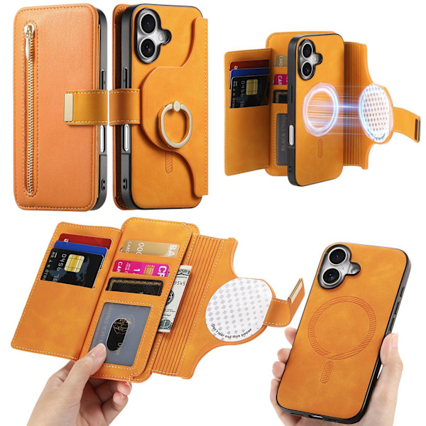 Fodral för iPhone 14 orange magnetisk separation snabbkoppling flip