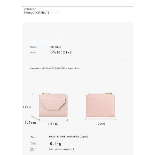 Naisten lompakko kolikkokukkaro Korean Style Fashion Cross Pattern Lyhyt vetoketju Hasp Gray