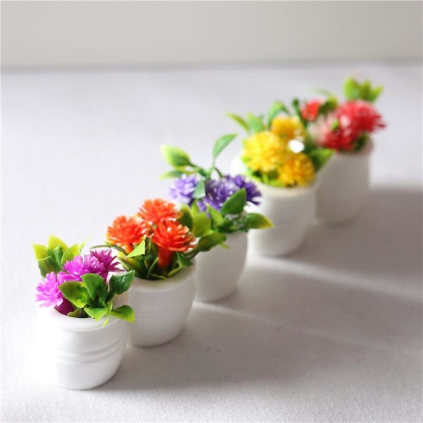 Miniatyrmöbler Leksak Dockor Hus Gör det själv Dekoration Tillbehör Mini Simulering Färgglad Flora Plant Kruka Purple