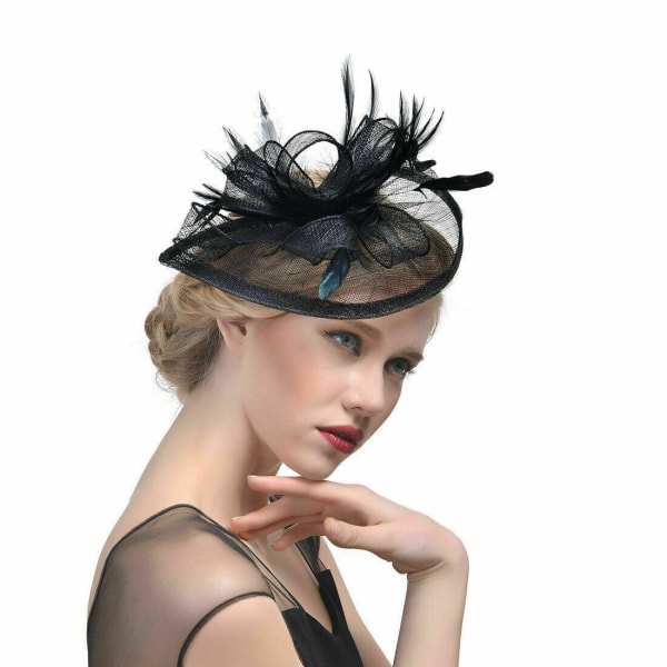 Stort pannebånd Alice Band Hat Fascinator Bryllup Ladies Day Race Royal Ascot Navy