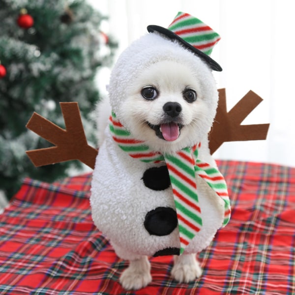 Kæledyrstøj Mellemstore og store hunde Jul efterår og vinter Stående snemand kæledyrskostume Standing white snowman xl