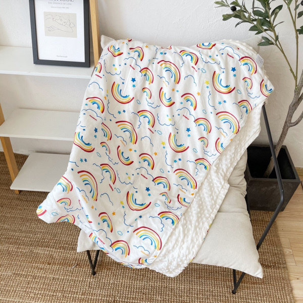 Baby peitto Kaksikerroksinen Super Pehmeä Ilmastointi Peitto Flanelli Coral Fleece Lasten peitot Rainbow 110*150CM