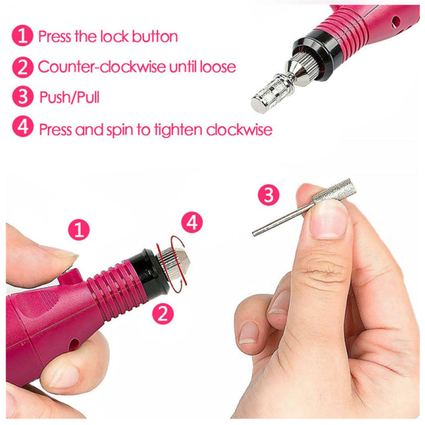 Nail Art-vedlikeholdssett for negler USB-slipemaskin neglefil poleringsstrimmel Pulverstøvbørste 10-delers sett 10-piece set
