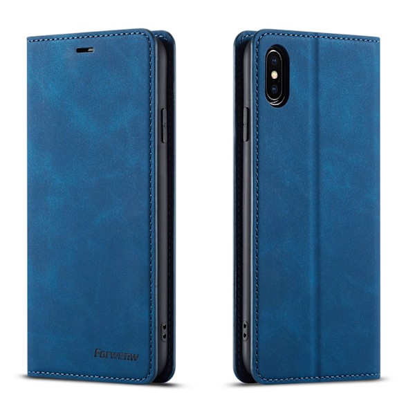 Kotelo iPhone 13PRO:lle, sininen, nahkamainen, magneettinen läppäkorttipaikka