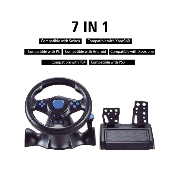 För Switch/Xbox One/360/PS4/PS2/PS3/PC Racing Game Seven-in-One-ratt Black three-in-one