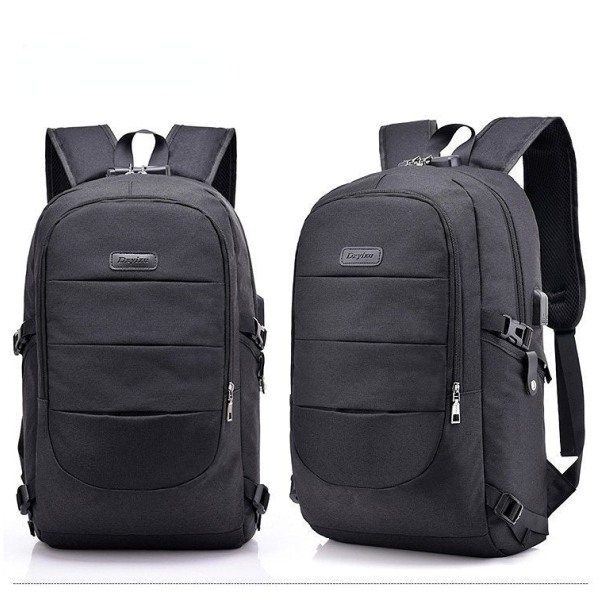 Skoleelev ryggsekk College Bookbag Reiseveske Multifunksjons Tyverisikring Stor kapasitet Black 17 inches