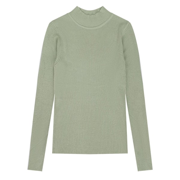 Kvinder Strik Efterår Vinter Sweater Halv rullekrave All-Match Uld Base Pullover Light green 60*78*60cm