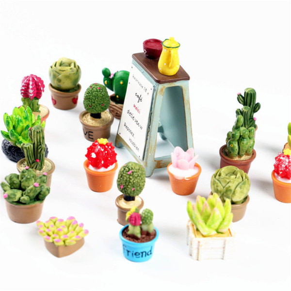 Miniatyrmøbler Leketøy Dukker Hus DIY-dekorasjon Tilbehør Minisimulering tegneserie sukkulentplanter Potte Cartoon succulent 5