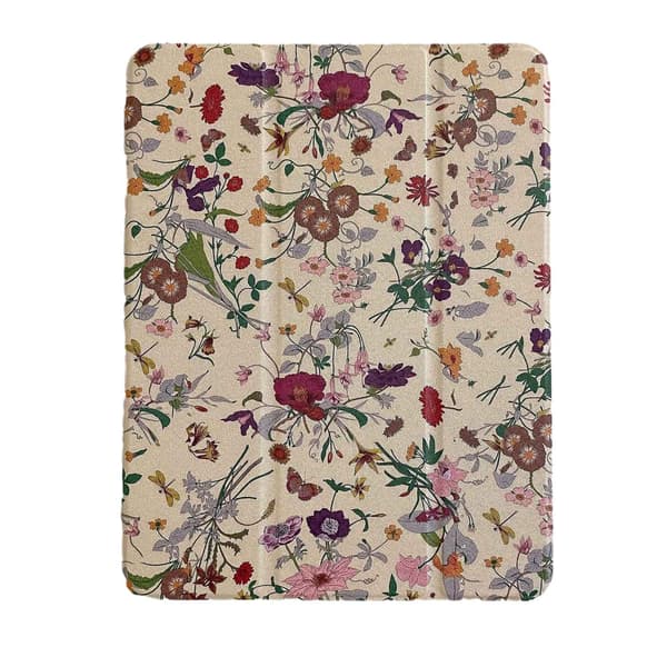 Stilfuldt etui til iPad 2020 version 10.2\" blomster-tri-fold pink tulipan