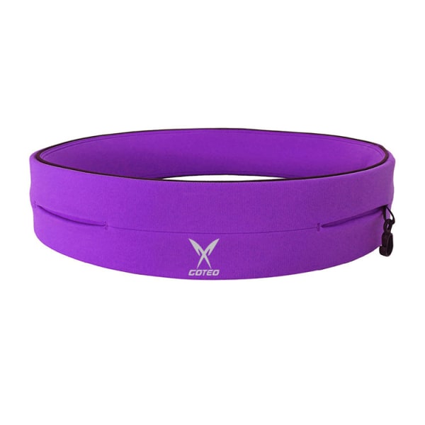 Fanny Pack juoksuhihna vyötärölaukun organizer Korkea elastinen urheilullinen neljä porttia Purple L