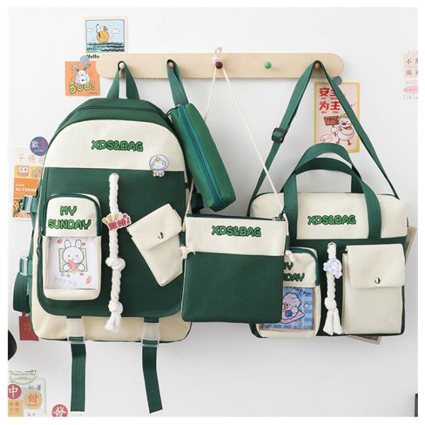 Lasten lasten reppu toddler koululaukku Kevyt, hengittävä tulitikkusarja, suuri kapasiteetti Green