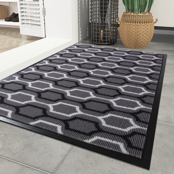 Bademåtte Skridsikret Absorberende Bruser Badetæppe Tæppe PVC Hjem Indgang Black 60x90cm