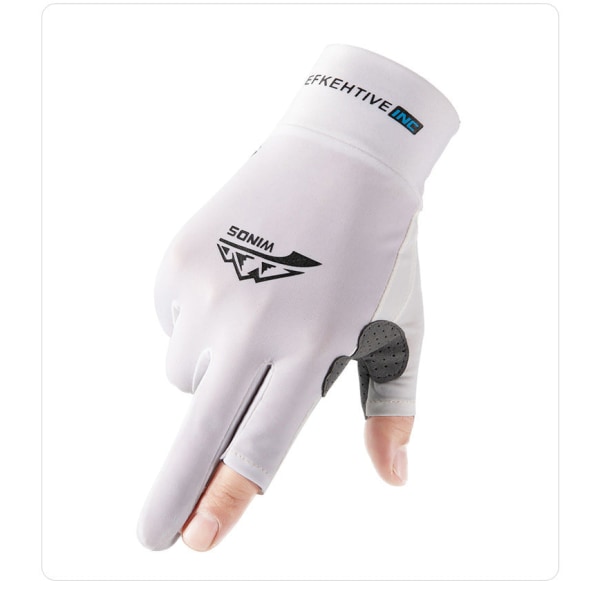 Naiset Miesten Pyöräilyhanskat Sun Protection Ice Silk UV Protection Pyöräily Two-finger White S