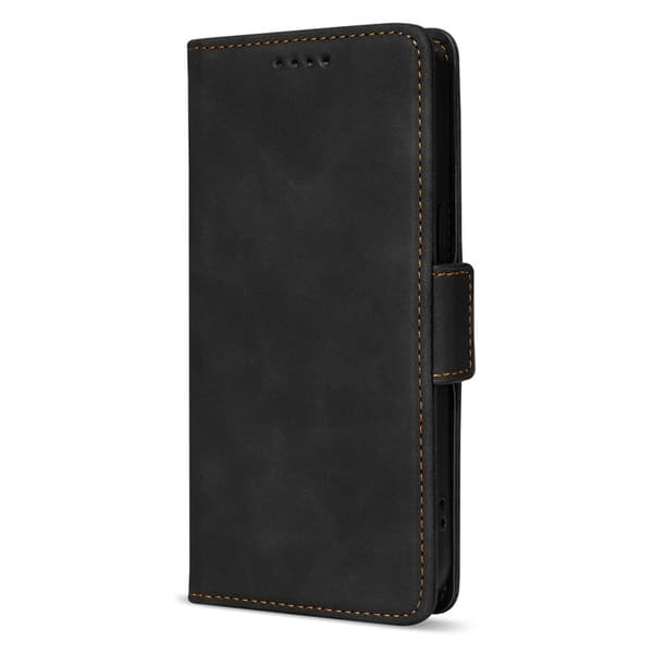 Etui til iPhone 13 Pro svart side spenne skinnfølelse lær side solid farge