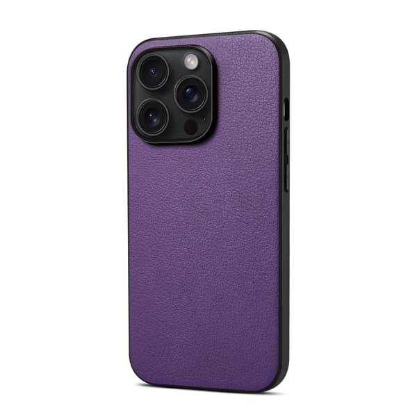 Etui til iPhone 14 Plus, lilla, håndlimet kalvemønster bagside