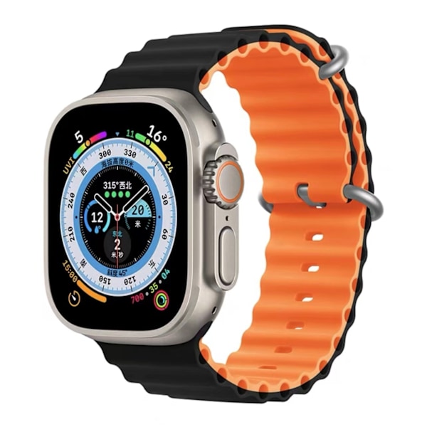 Urrem til Apple Watch iWatch 38-41 S10/42mm sort æske sort med orange