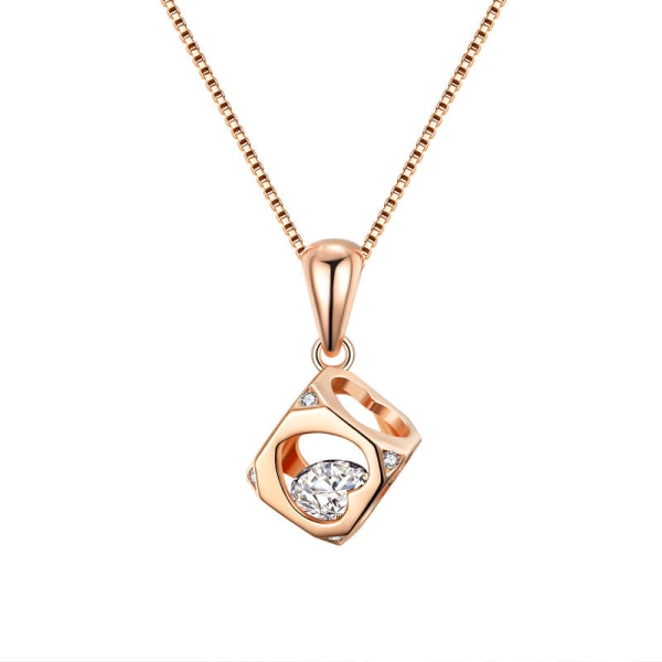 Kvinnor Halsband Kedja Choker Hänge Smycken Flickor Present Square Heart S925 Sterling Silver Rose Gold 925 silver