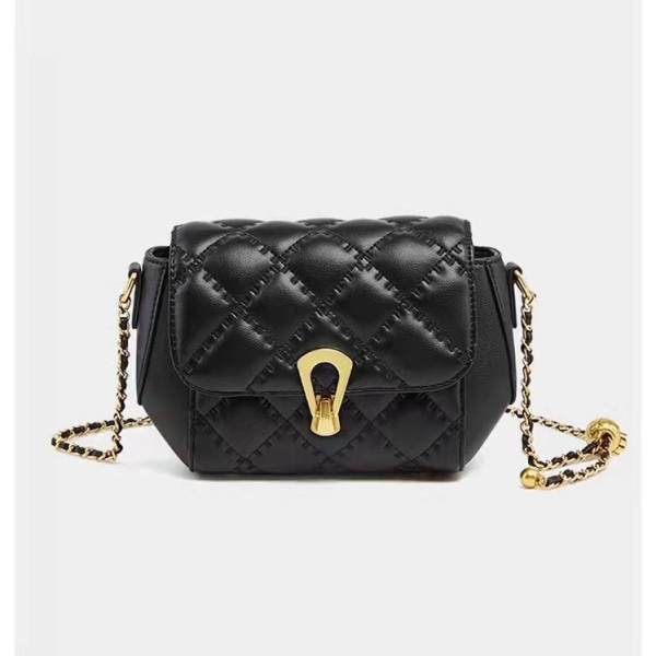 Dame Handbag Small Golden Balls Chain Bag Crossbody Rhombus Premium skulderveske Black