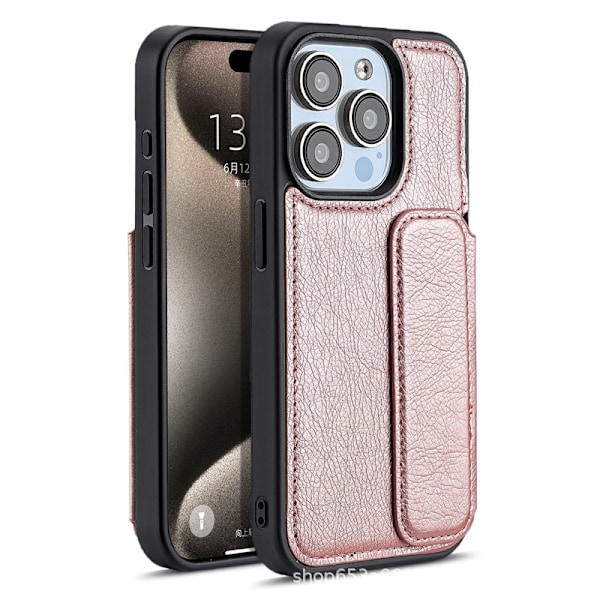 Kotelo iPhone 16:lle, ruusukulta, korttipaikka, magneettinen läppä