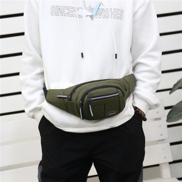 Män kvinnor Fanny Pack Midjeväska Mode Löpning Personlig Mobiltelefon Flerlagers bröstkassa Bälte Män Brown