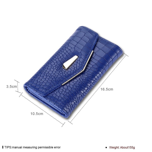 Kvinner lommebok myntveske Enkel Clutch Design Flere kortspor Stitching Billettholder Blue