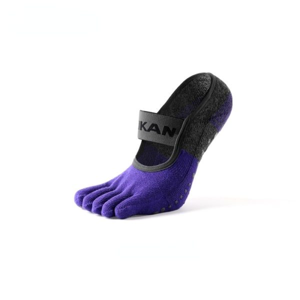 Viiden sormen sukat annostelevat liukumattomat joogasukat 3 paria naisten hihna selkänojatonta puuvillaa Purple 35-38